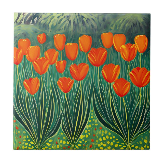 Art Orange Tulips Tile (Front)