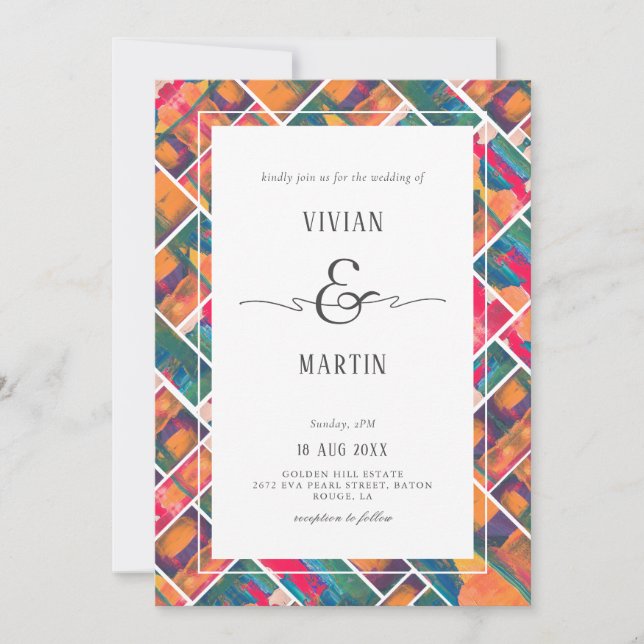 Art Paint Colourful Modern Abstract Wedding Invitation (Front)