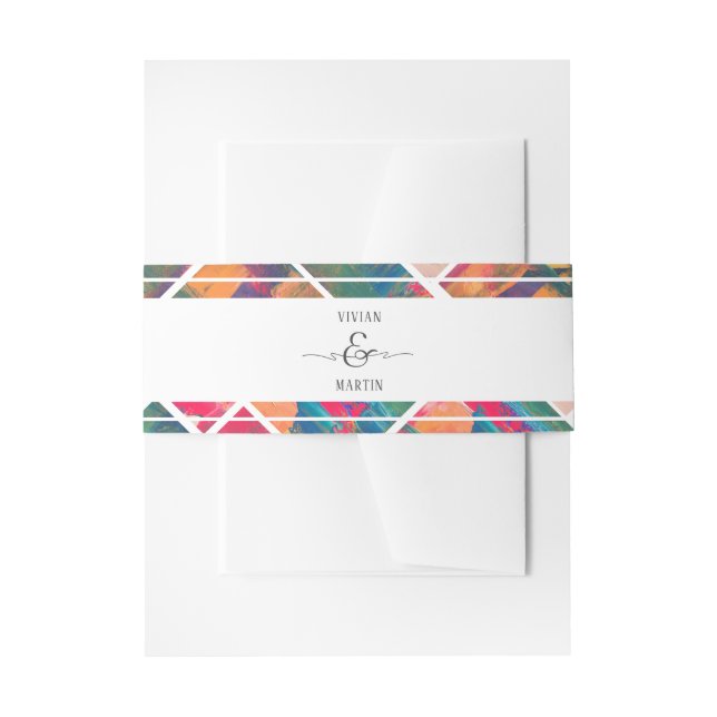 Art Paint Colourful Modern Abstract Wedding Invitation Belly Band (Front Example)