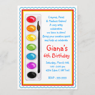 Art Paint Craft Birthday Party Invitations
