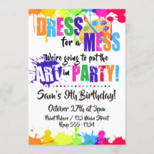 Art / Paint / Craft Birthday Party Invitations