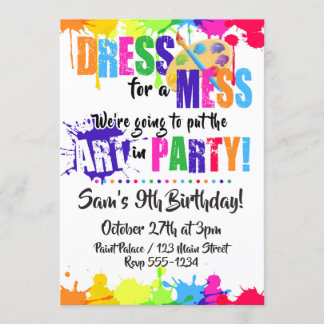 Art / Paint / Craft Birthday Party Invitations