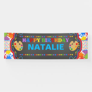 Art Paint Happy Birthday Personalized Banner