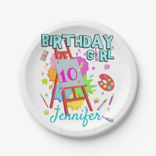 Art Paint Painting Splatter Birthday Girl Matching Paper Plate
