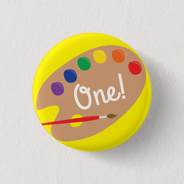 Art Paint Palette Cute 1st Birthday Party 1 Inch Round Button (Front)
