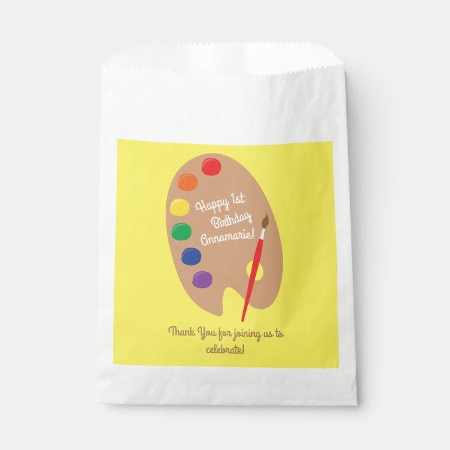 Art Paint Palette Cute Kid's Birthday Party Favour Bag (Front)