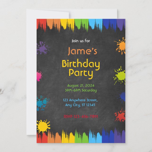 Art Paint Party Birthday  Invitation (Front)