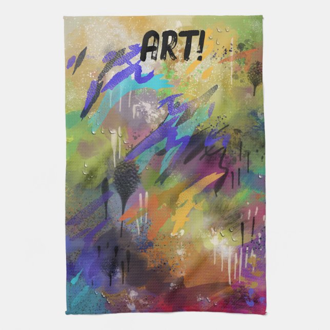 ART! painted pre-messied up  Kitchen Towel (Vertical)