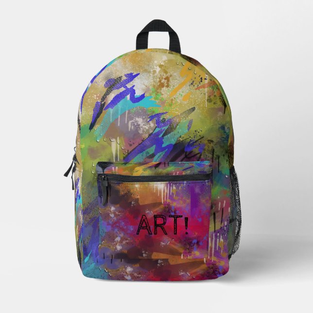 ART! painted pre-messied up  Printed Backpack (Front)