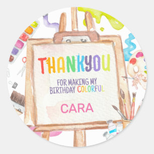 Art Painting Birthday Party Classic Round Sticker