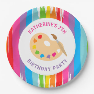 Art Painting Birthday Party Plates
