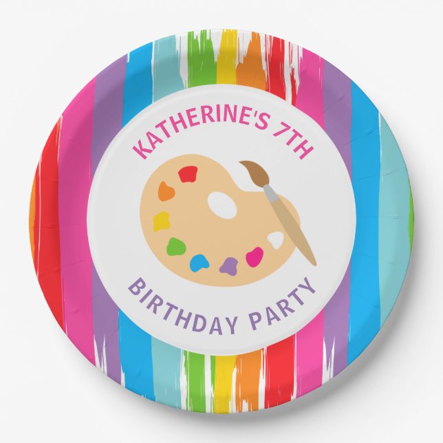 Art Painting Birthday Party Plates (Front)