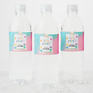 Art Painting Craft Artist Paint Birthday Theme Water Bottle Label