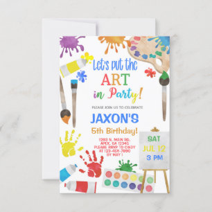 Art painting drawing boy birthday invitation. invitation