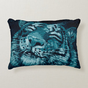 Art painting Fine art Oil colour cute tiger in dar Accent Pillow