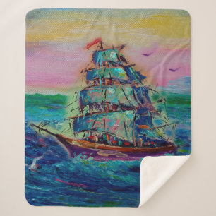 Art painting Oil colour barque lucky thailandabstr Sherpa Blanket