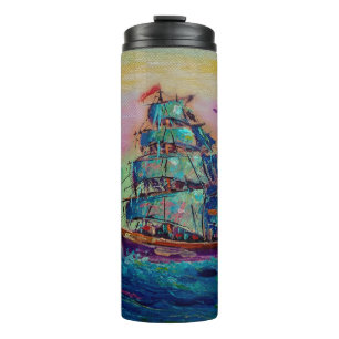 Art painting Oil colour barque lucky thailandabstr Thermal Tumbler
