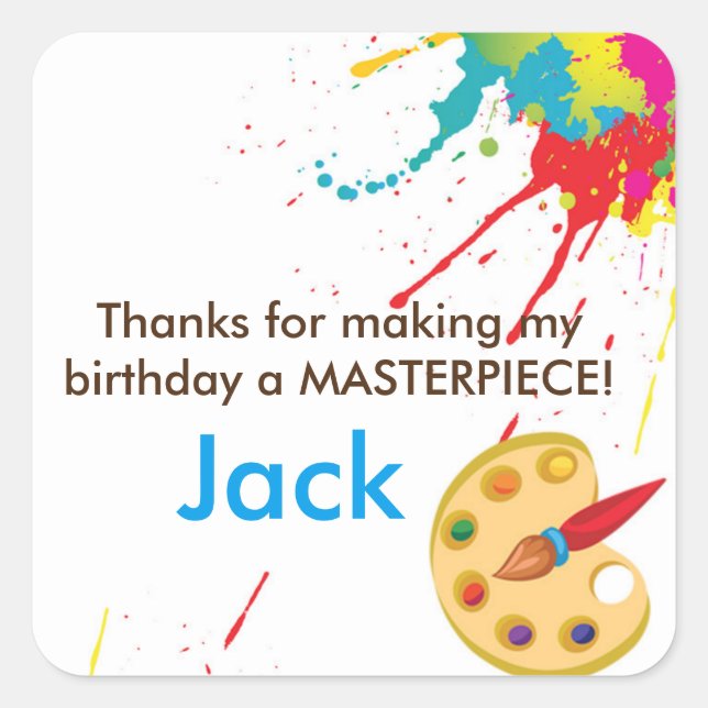 Art Painting Party favour goodie bag stickers (Front)