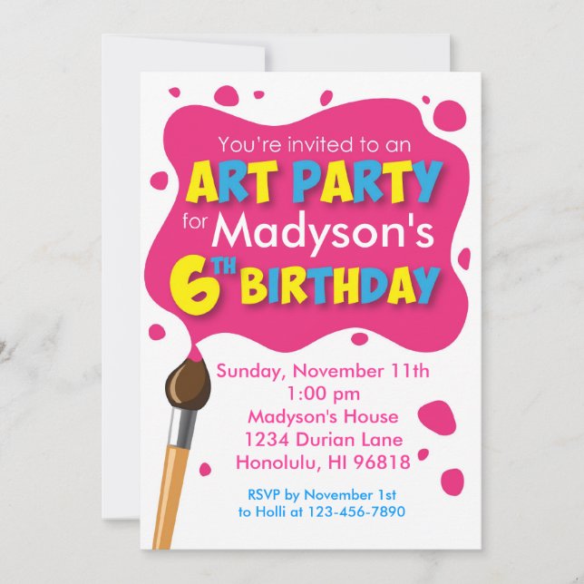 Art Party 6e anniversaire Invitation (Devant)