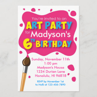 Art Party 6e anniversaire Invitation