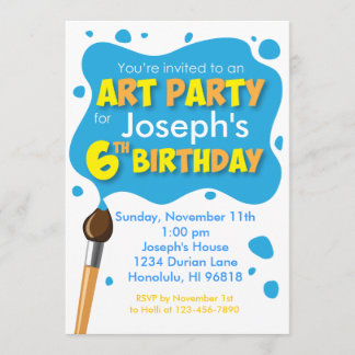 Art Party 6e anniversaire Invitation Boy