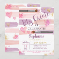 Art Party Anniversaire Invitation Girl Paint Party
