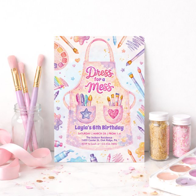 Art Party Birthday Dress for a Mess Invitation (Creator Uploaded)