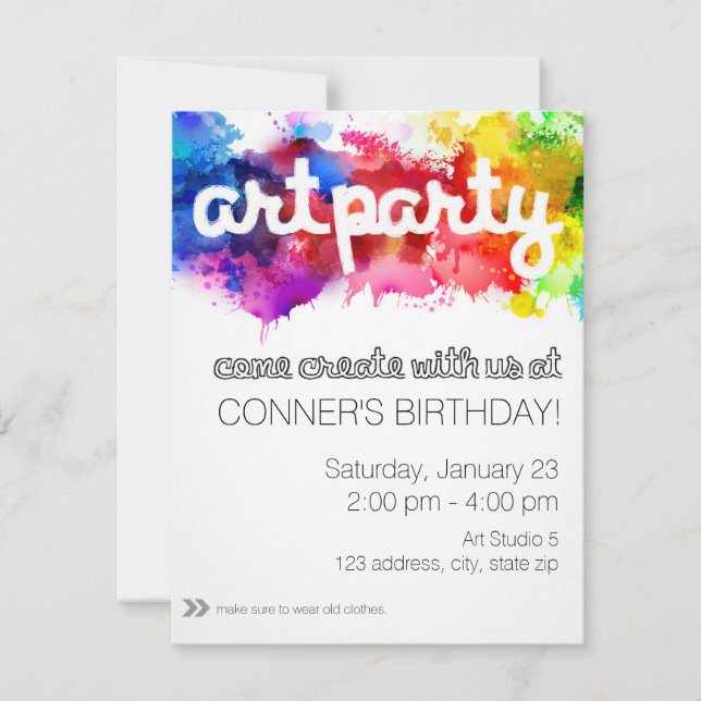 Art Party Birthday Invitation (Front)