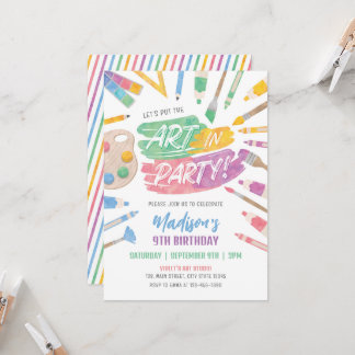 Art Party Birthday Invitation, Art Painting Party Invitation