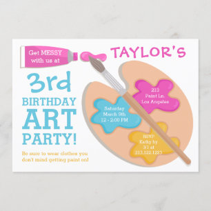 Art Party Birthday Painting Invitation
