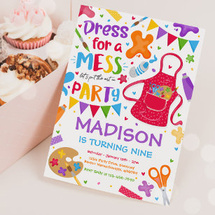 Art Party Craft Painting Girly Birthday Party Invitation