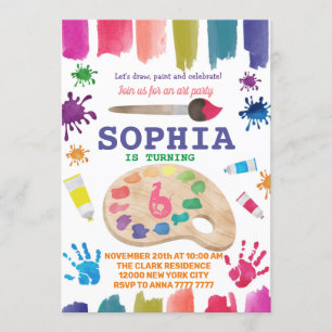 Art Party Dress For A Mess Painting Birthday Invitation