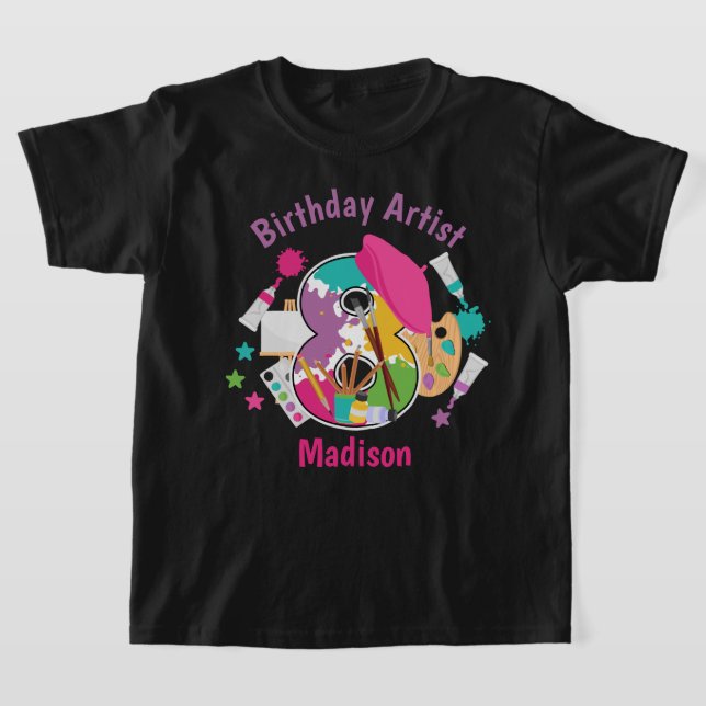 Art Party Eight Birthday shirt Painting Birthday  (Laydown)