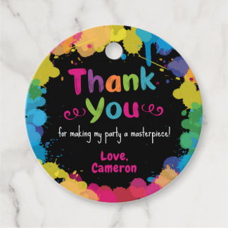 Art Party Favour Tags, Art Paint Party Gift Tags
