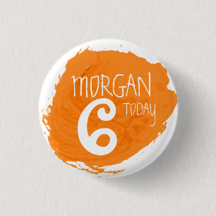 Art party paint dab orange name age button