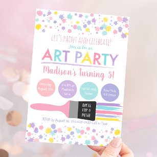 Art Party Paint Party Pastel Birthday Invitation