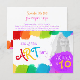 Art party painting 10th birthday party invite