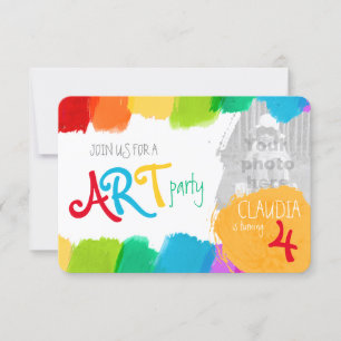 Art party painting 4th birthday party invite