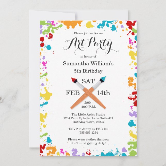 Art Party Painting Birthday Celebration Invitation (Front)