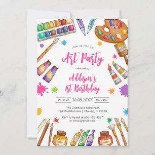 Art Party Painting Craft Birthday Party Invitation