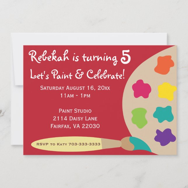 Art Party Palette Invites - Red (Front)