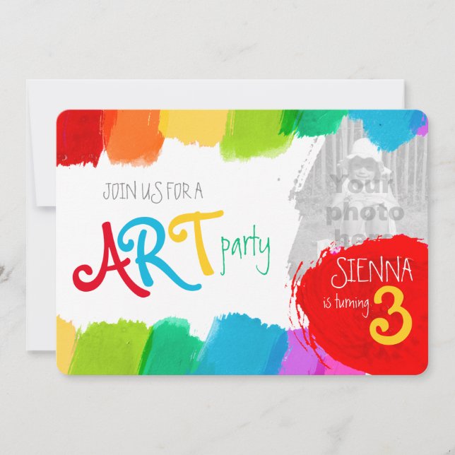 Art party peinture 3e anniversaire invitation (Devant)
