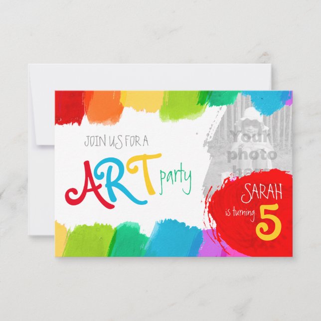 Art party peinture 5e anniversaire invitation (Devant)