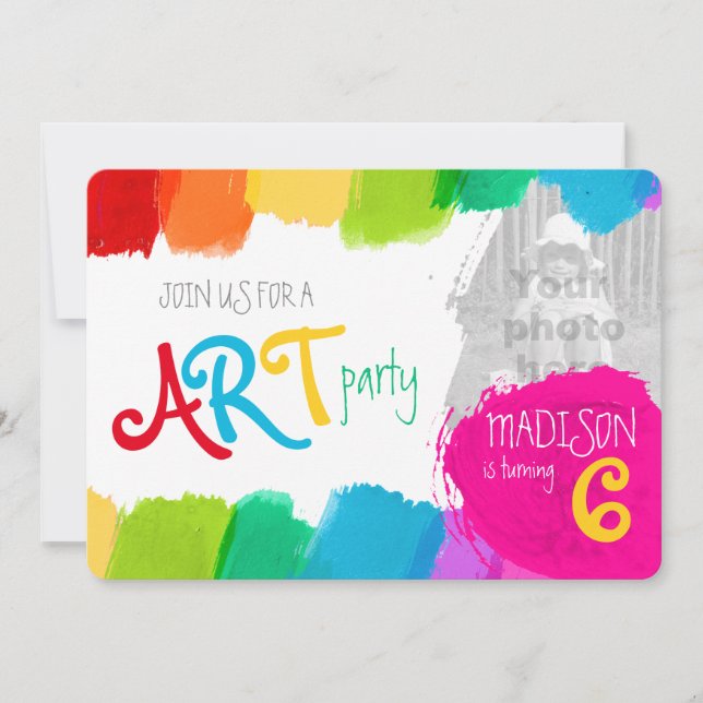 Art party peinture 6e anniversaire invitation (Devant)
