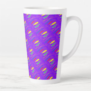 Art pattern on brite purple latte mug