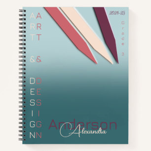 Art pencils in sweet colours notebook