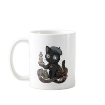 Art Philosopher Black Cat Sculptor with Solar Syst