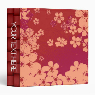 Art pink and red floral pattern binder