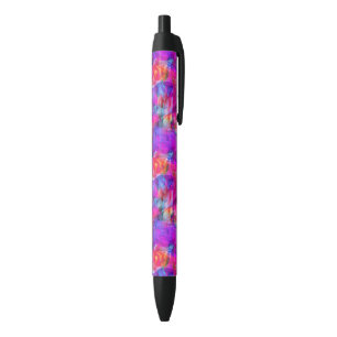 Art pink, blue, red texture background black ink pen