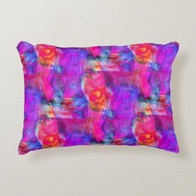 Art pink, blue, red texture background decorative pillow (Front)